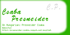 csaba presneider business card